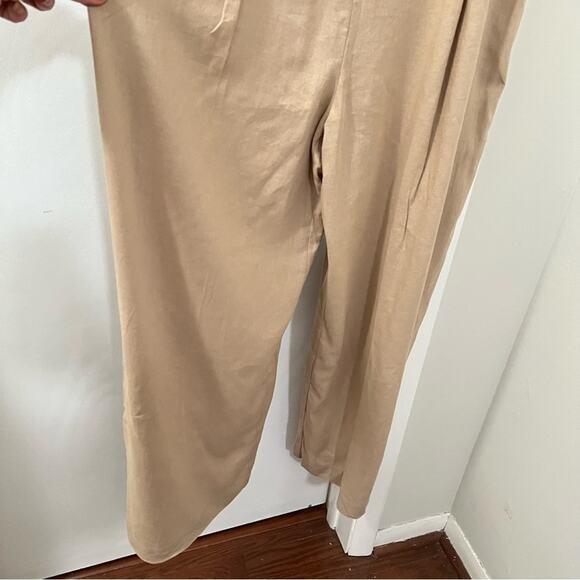 ZARA CONTRAST TOPSTITCHING CORSET LINEN BLEND JUMPSUIT - Picture 13 of 14